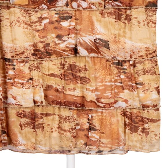 Notations Tank Top L Womens Brown Beige Ruffled Layers Abstract Sleeveless Top - Picture 4 of 7